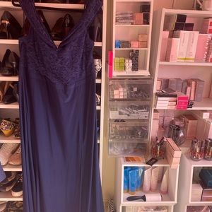 Full length formal dress with sequencing on top